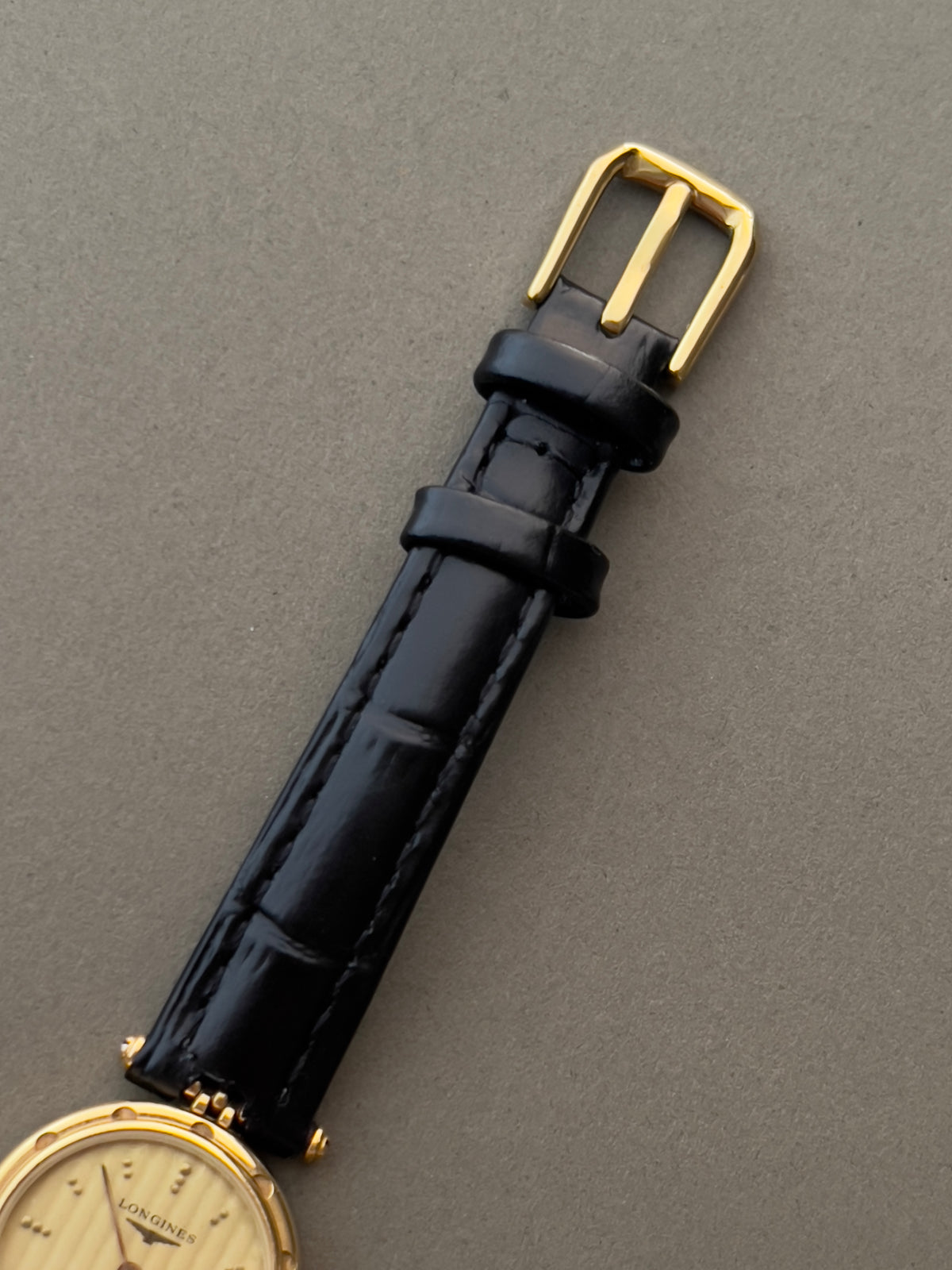 Longines Gold Tone Textured Round Women's Watch — product photograph 4, Gilded Hour NZ.
