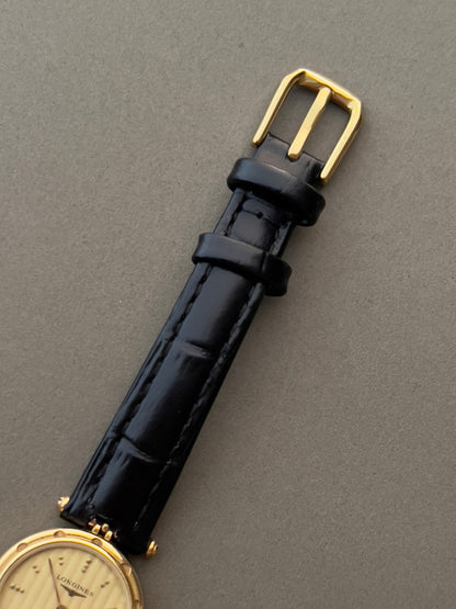 Longines Gold Tone Textured Round Women's Watch — product photograph 4, Gilded Hour NZ.