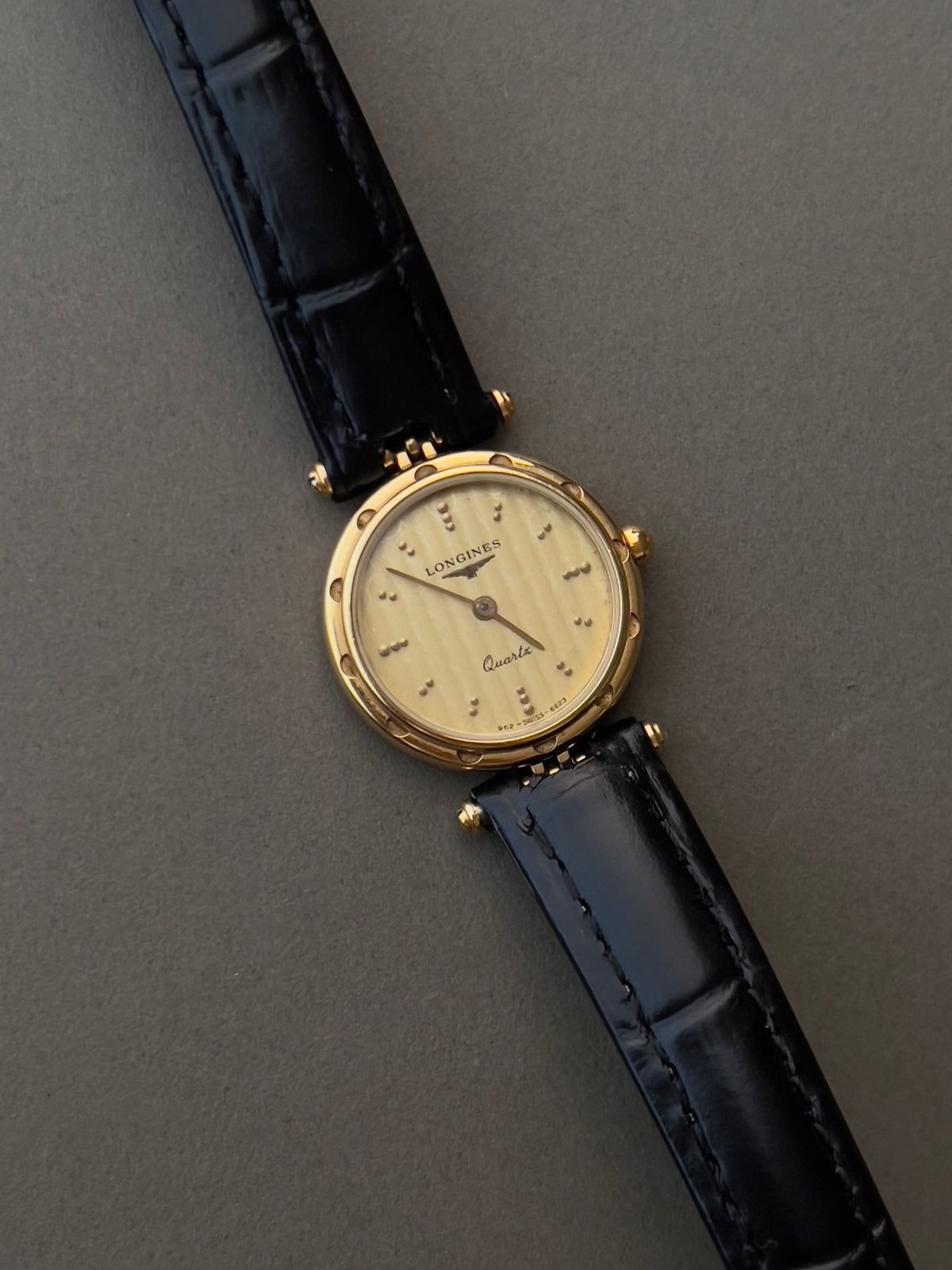 Longines Gold Tone Textured Round Women's Watch — product photograph 5, Gilded Hour NZ.