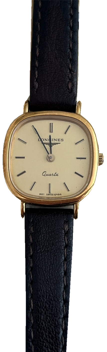 Longines Champagne Dial Gold Cushion Leather Strap Women’s Watch