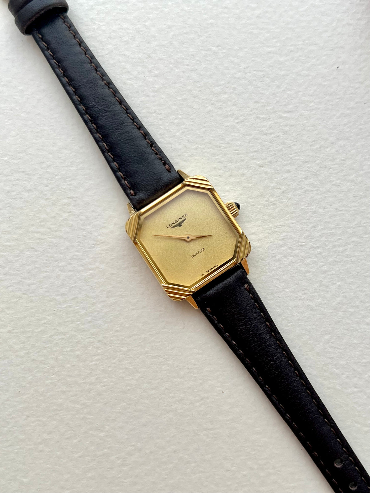 Longines Decorated Corner ladies watch shown with its original Longines box.