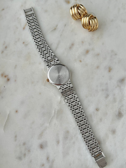 Caseback and reverse side of the Longines Flagship two tone bracelet watch