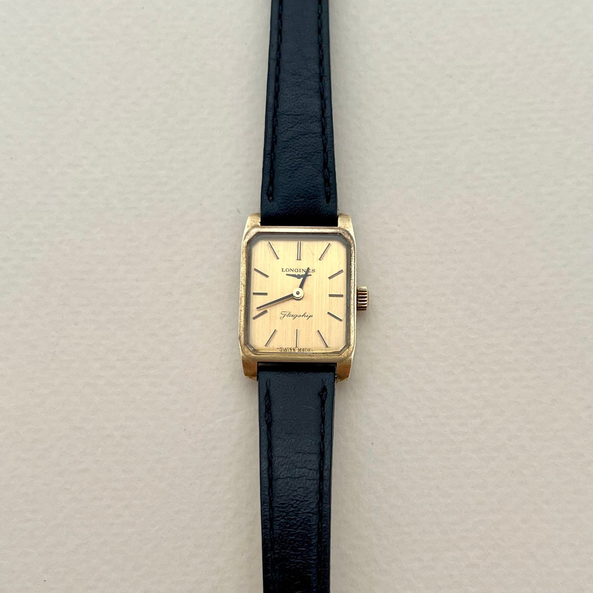 Longines Flagship Gold Rectangular Champagne Dial watch — front view