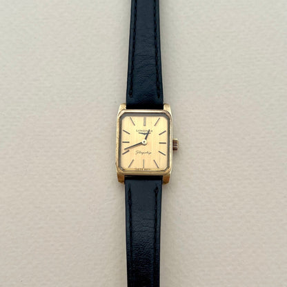 Longines Flagship Gold Rectangular Champagne Dial watch — front view