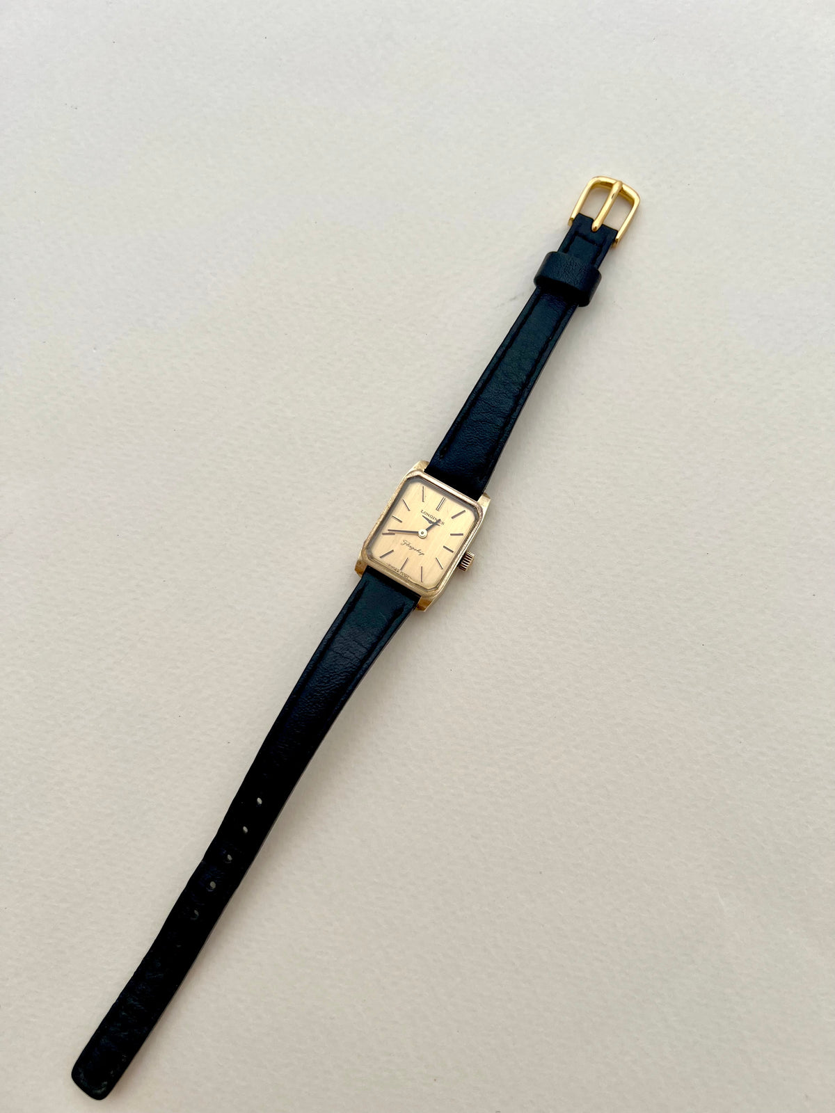 Longines Flagship Gold Rectangular Champagne Dial watch — full watch