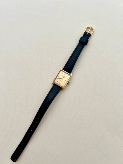 Longines Flagship Gold Rectangular Champagne Dial watch — full watch