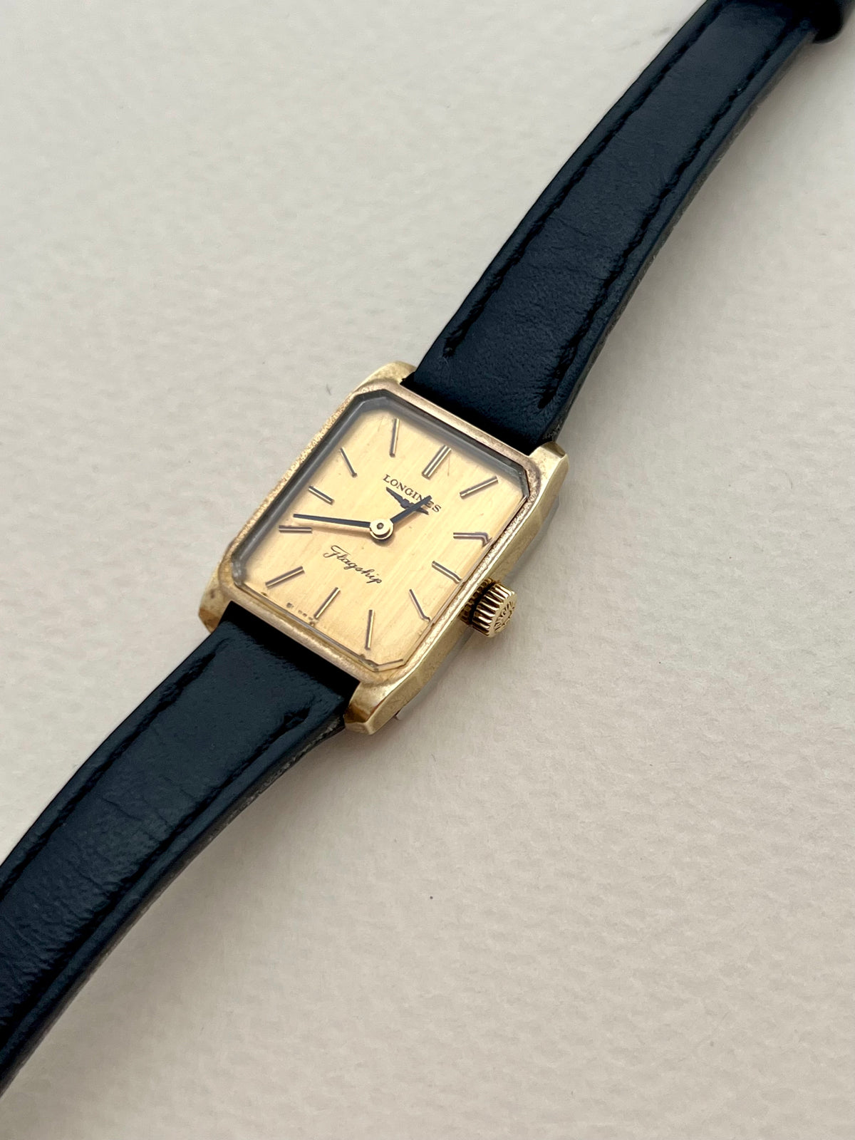 Longines Flagship Gold Rectangular Champagne Dial watch — dial