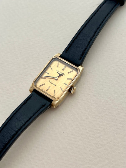 Longines Flagship Gold Rectangular Champagne Dial watch — dial