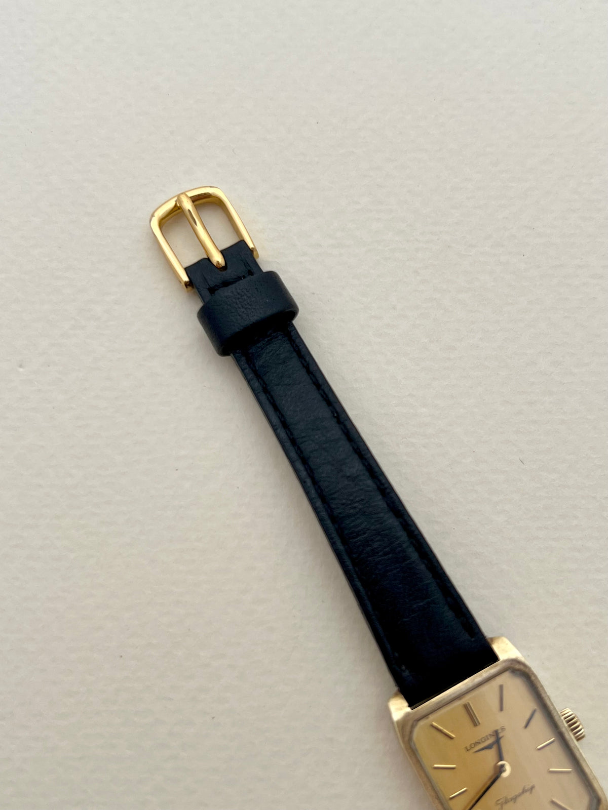 Longines Flagship Gold Rectangular Champagne Dial watch — buckle