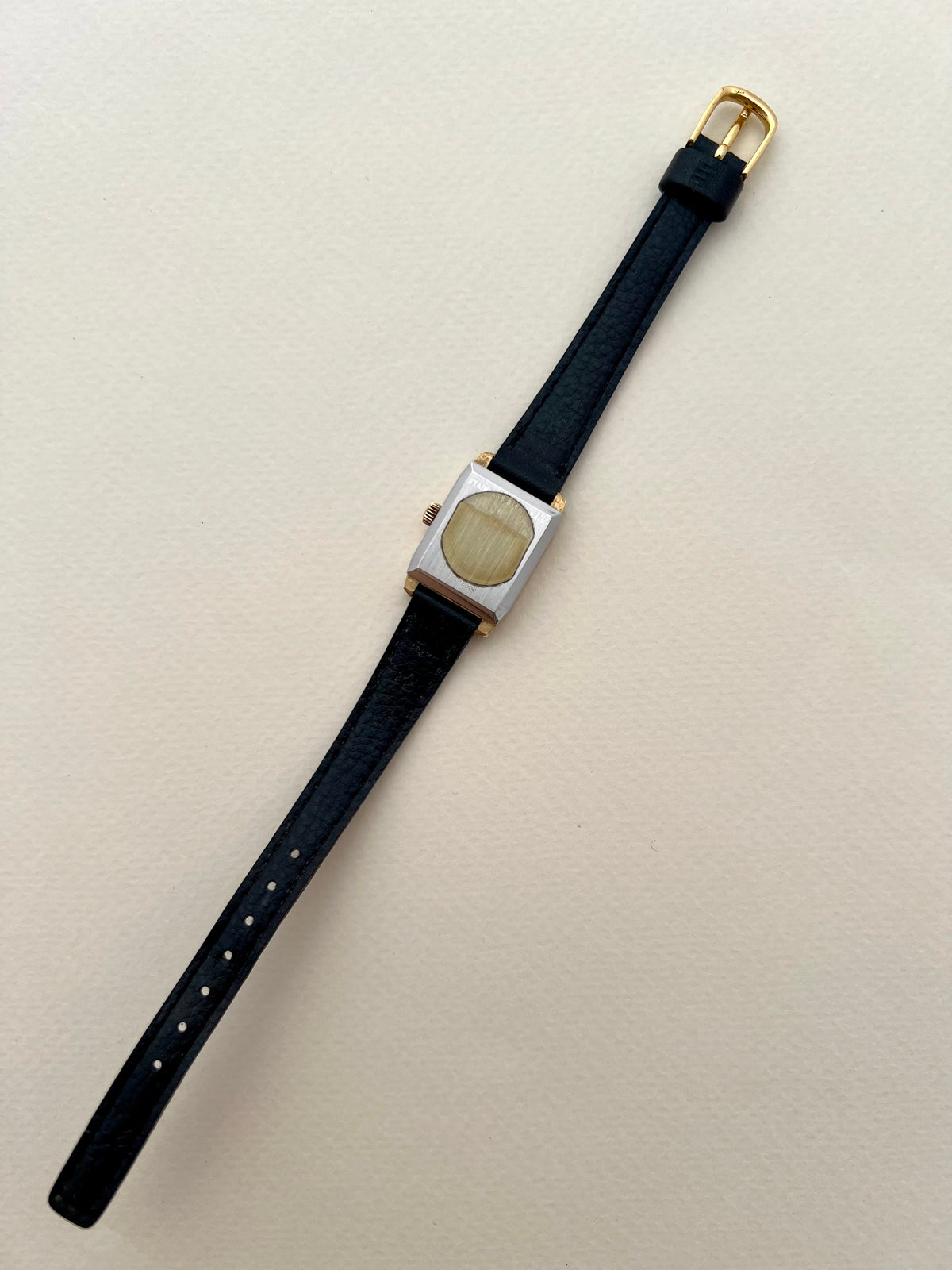 Longines Flagship Gold Rectangular Champagne Dial watch — full watch from back