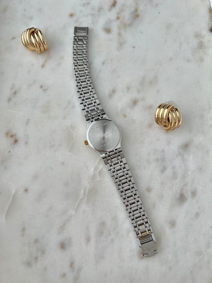 Longines Flagship two tone watch caseback and articulated bracelet