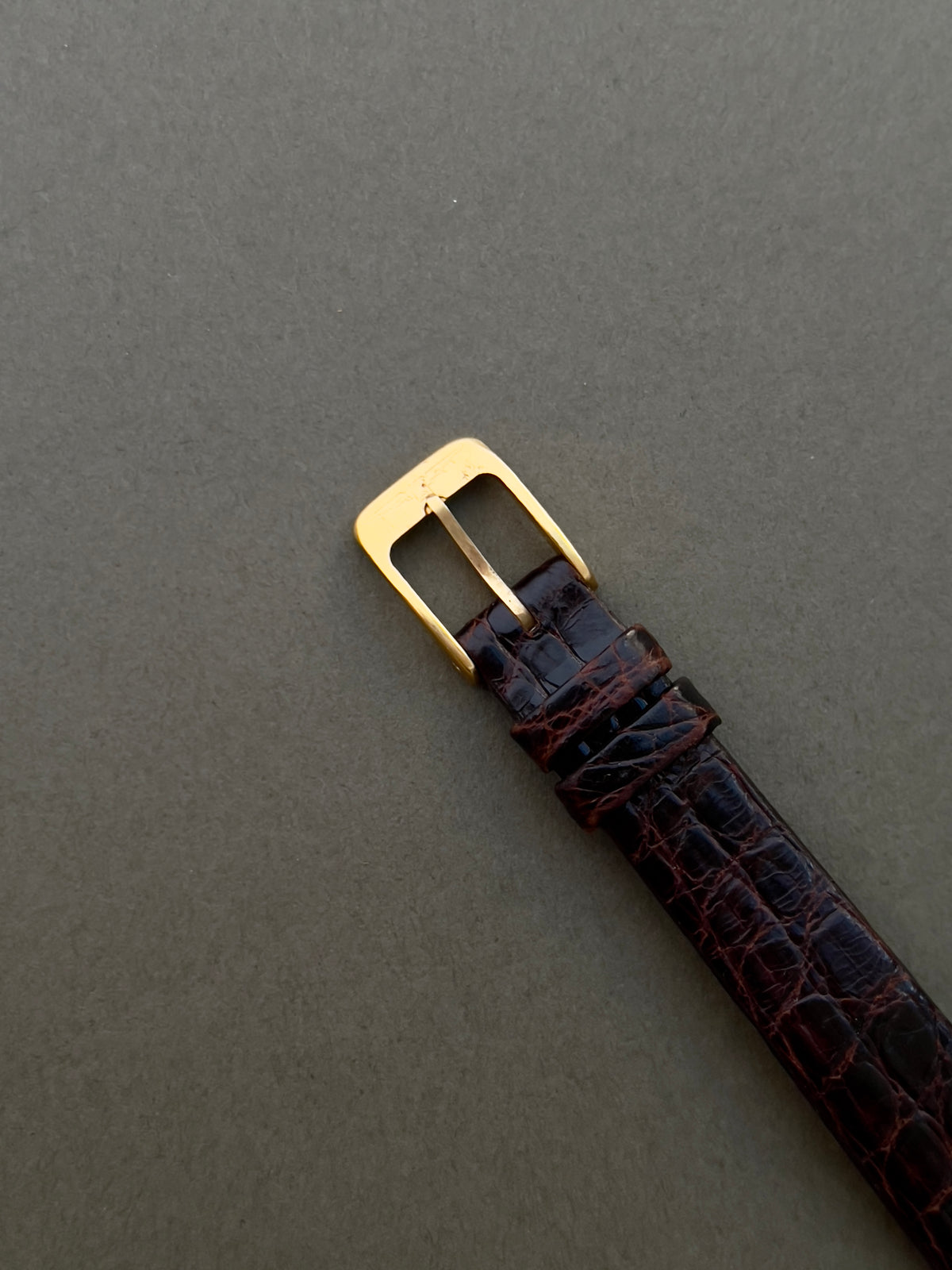 Longines Gold Toned Soft Rectangular Women's Watch, bracelet detail of a vintage women's watch at Gilded Hour.