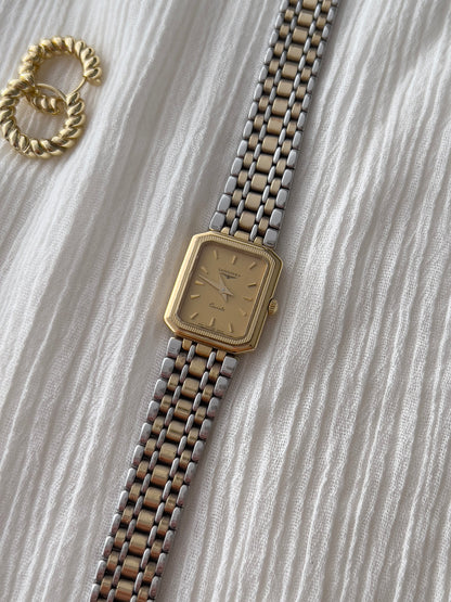 Longines Champagne Tank Two Tone Bracelet Women's Watch — product photograph 3, Gilded Hour NZ.