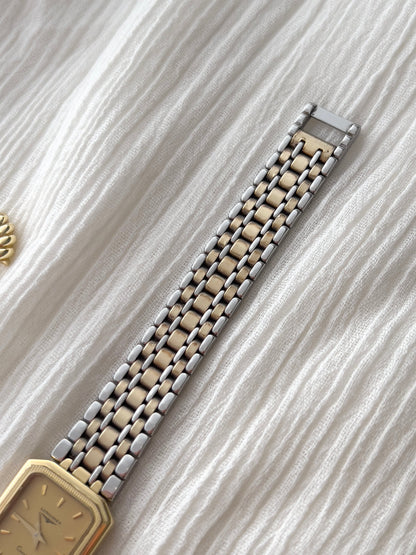Longines Champagne Tank Two Tone Bracelet Women's Watch — product photograph 7, Gilded Hour NZ.