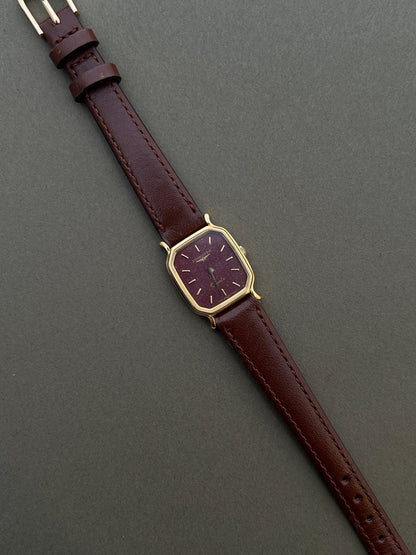 Longines Gold Wine Dial watch — stardust dial close up