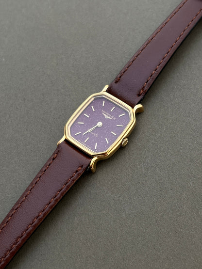 Longines Gold Wine Dial watch — dial and strap