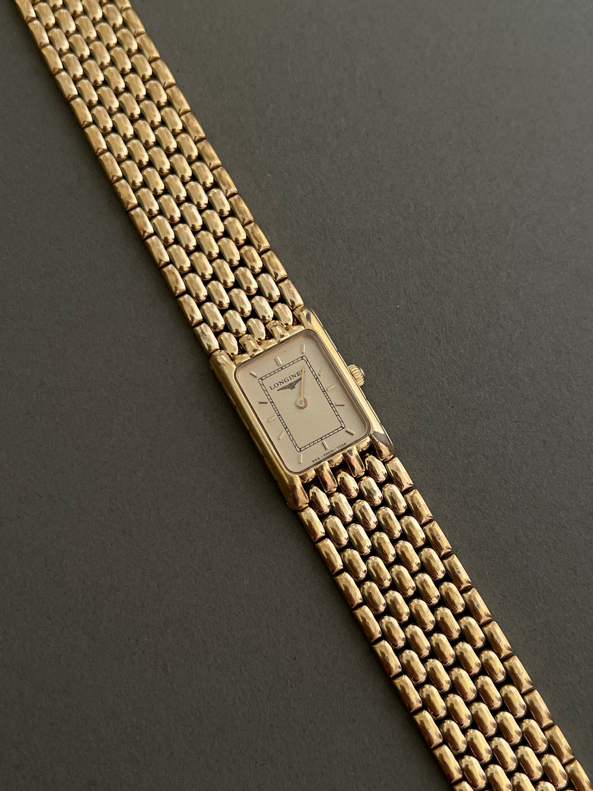 Longines Flagship Gold Tank Bracelet watch — dial detail