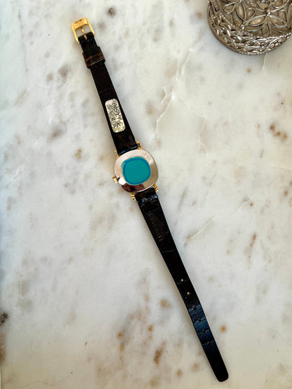 Longines Gold Round Champagne Dial watch — full watch from back