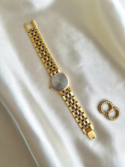 Longines Green Stone Crown Gold Bracelet watch L6.205.2: caseback and reverse of the strap or bracelet.