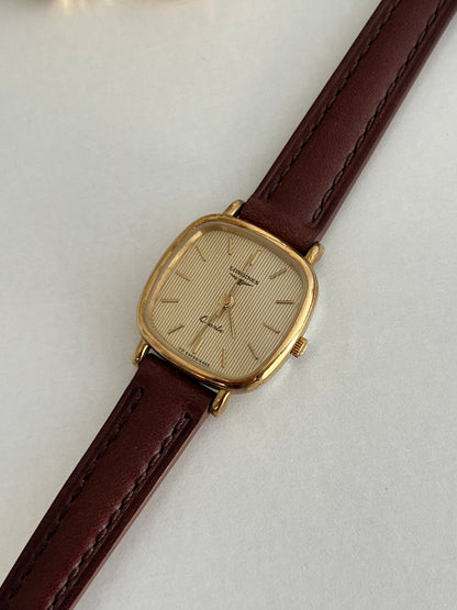 Longines Gold Toned Cushion Case Stripe Dial Woman's Watch, product view 6.