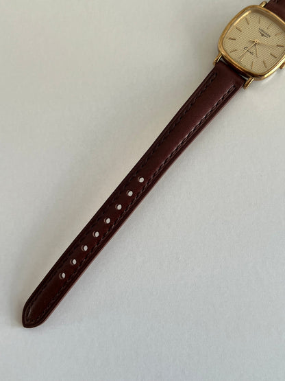 Longines Gold Toned Cushion Case Stripe Dial Woman's Watch, product view 8.