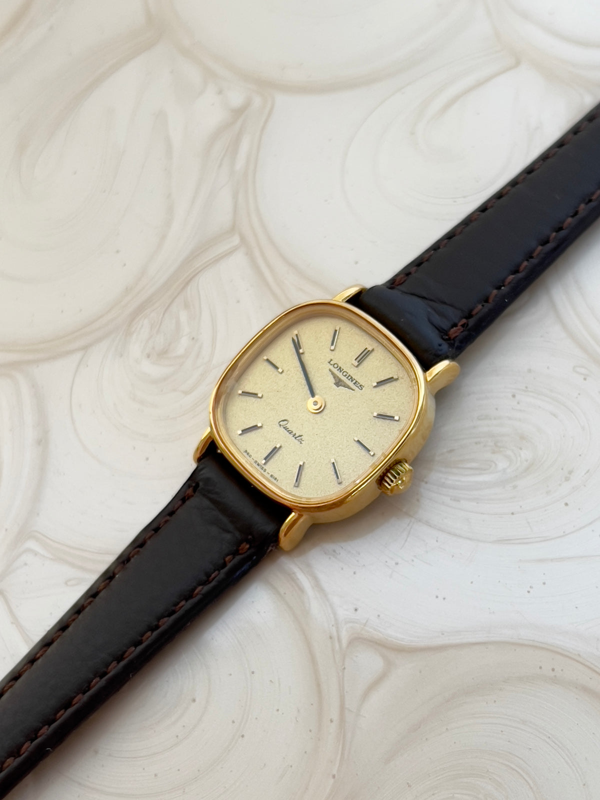 Longines Champagne Cushion Gold Tone Women's Watch — product photograph 7, Gilded Hour NZ.