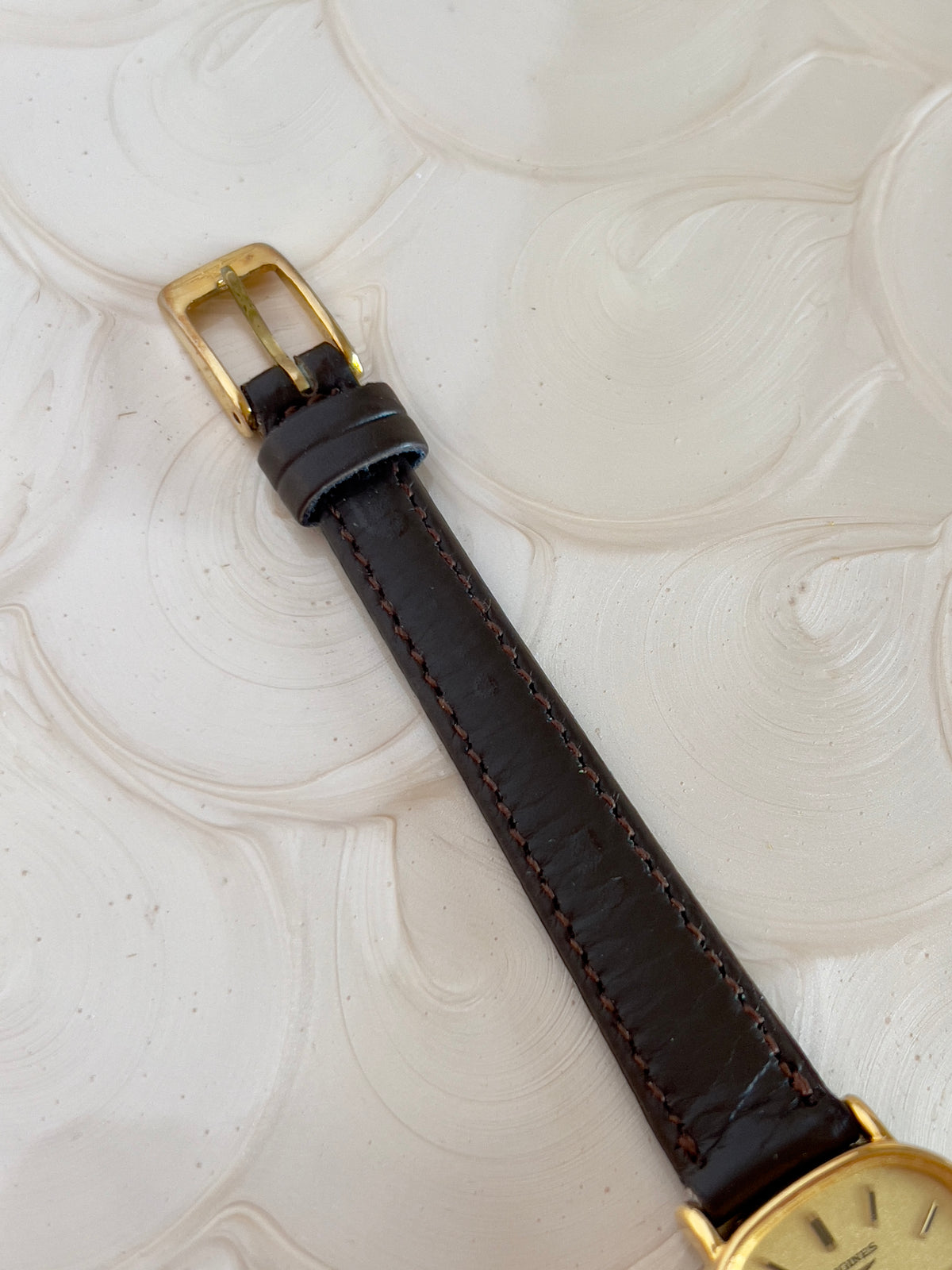 Longines Champagne Cushion Gold Tone Women's Watch — product photograph 9, Gilded Hour NZ.