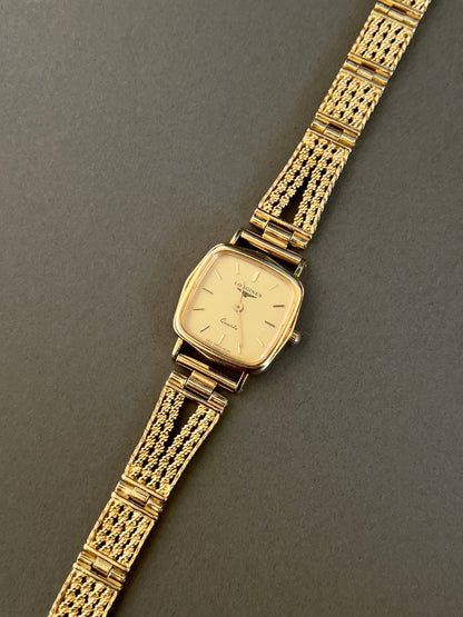 Longines Gold Cushion Square Woven Bracelet Women’s Watch — product photograph 3, Gilded Hour NZ.