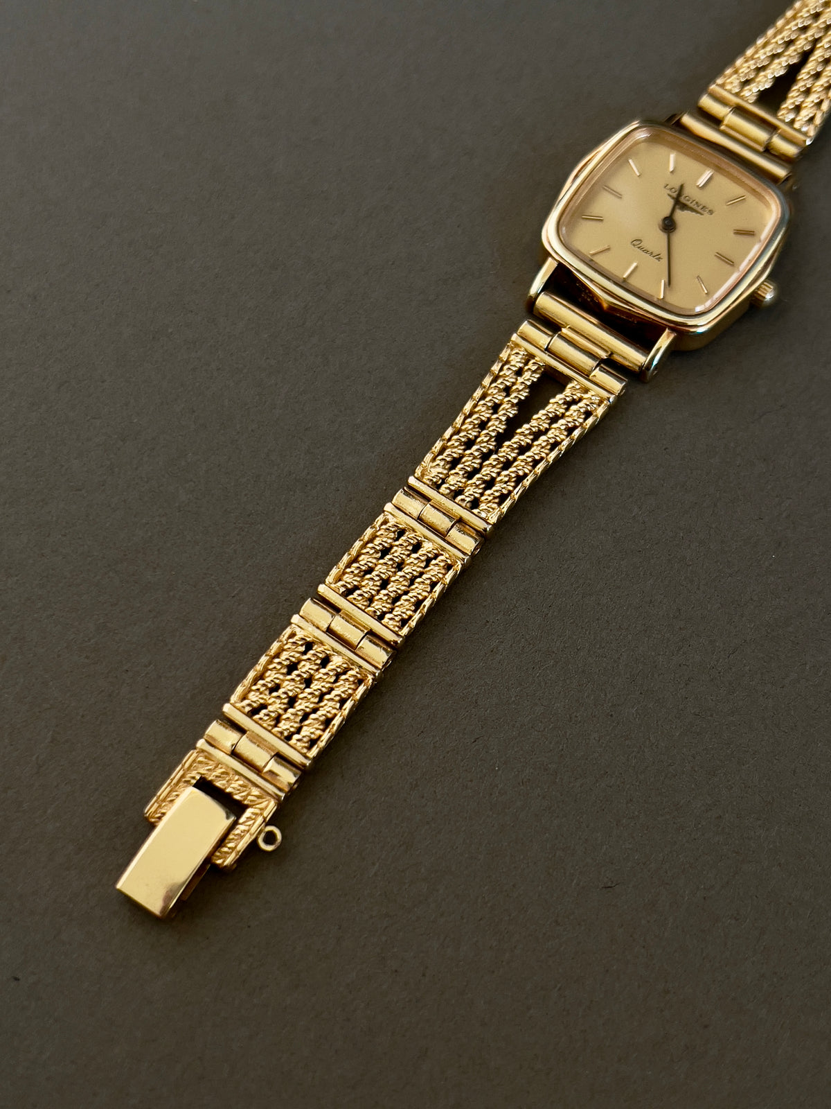 Longines Gold Cushion Square Woven Bracelet Women’s Watch — product photograph 10, Gilded Hour NZ.