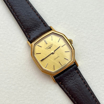 Longines Gold Octagonal Woven Dial watch — dial