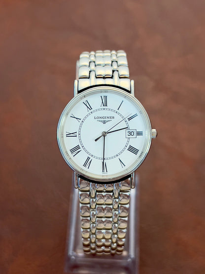 Longines Présence Roman Dial Steel Watch, product photograph 2.