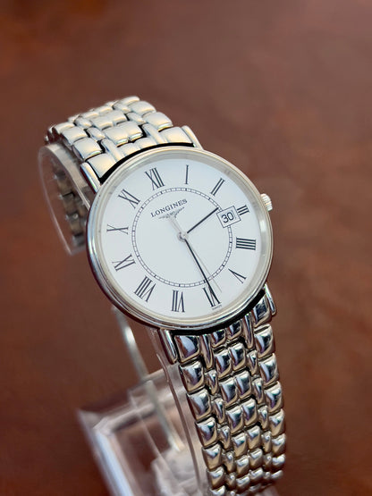 Longines Présence Roman Dial Steel Watch, product photograph 3.