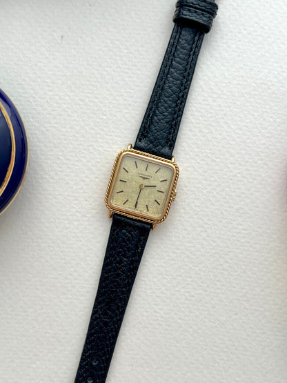 Longines Rope Bezel Linen Dial Leather watch 4333.817: full front view of the watch.
