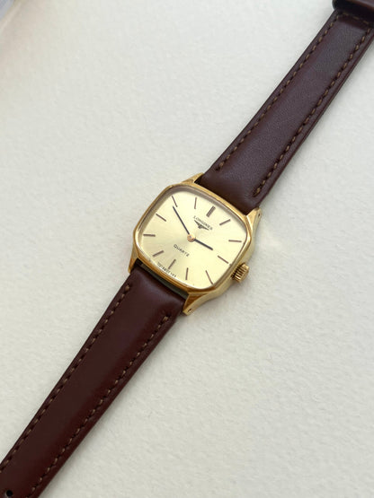 Caseback detail of the vintage Longines soft octagonal ladies watch.