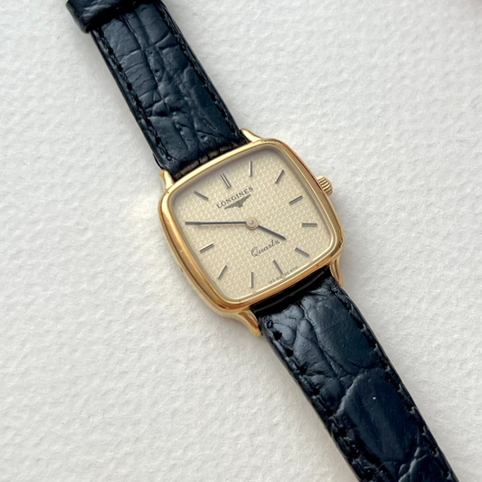 Longines Soft Square Gold Bracelet Women’s Watch Houndstooth Dial, product view 1.