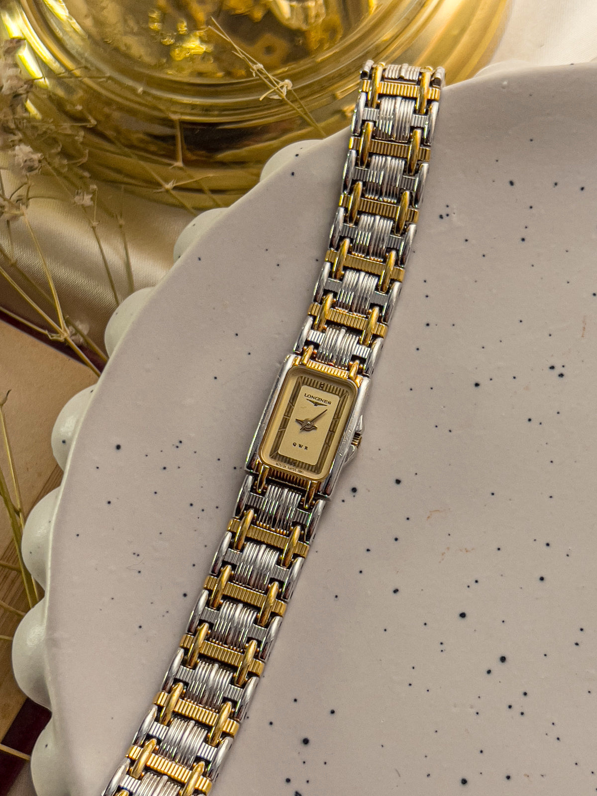 Longines Champagne Dial Two Tone Tank Women's Watch — product photograph 2