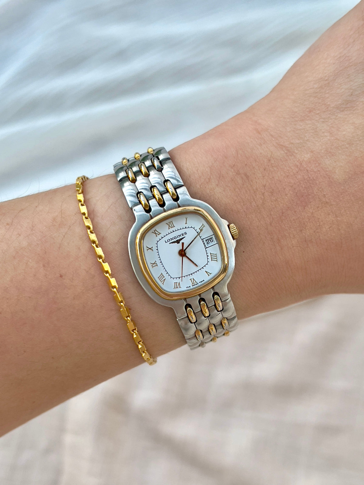 Longines White Roman Dial Two Tone Cushion Women's Watch | Product photograph 2