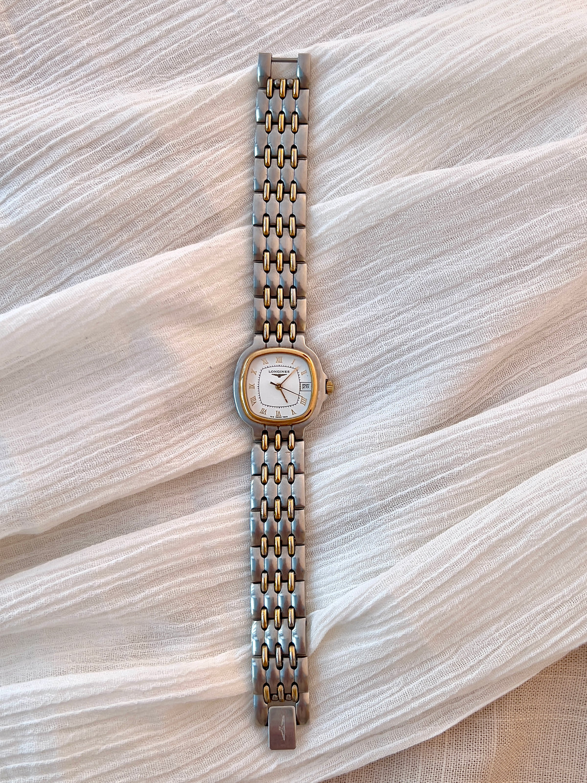 Longines White Roman Dial Two Tone Cushion Women's Watch | Product photograph 7