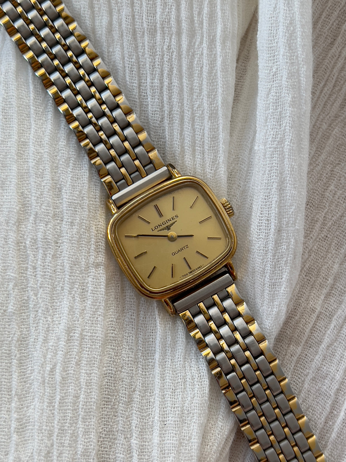 Longines Champagne Cushion Two Tone Women's Watch | Product photograph 4