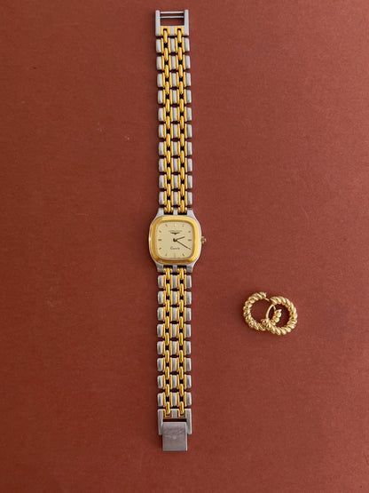 Longines Two Tone Cushion watch — two tone bracelet and cushion case