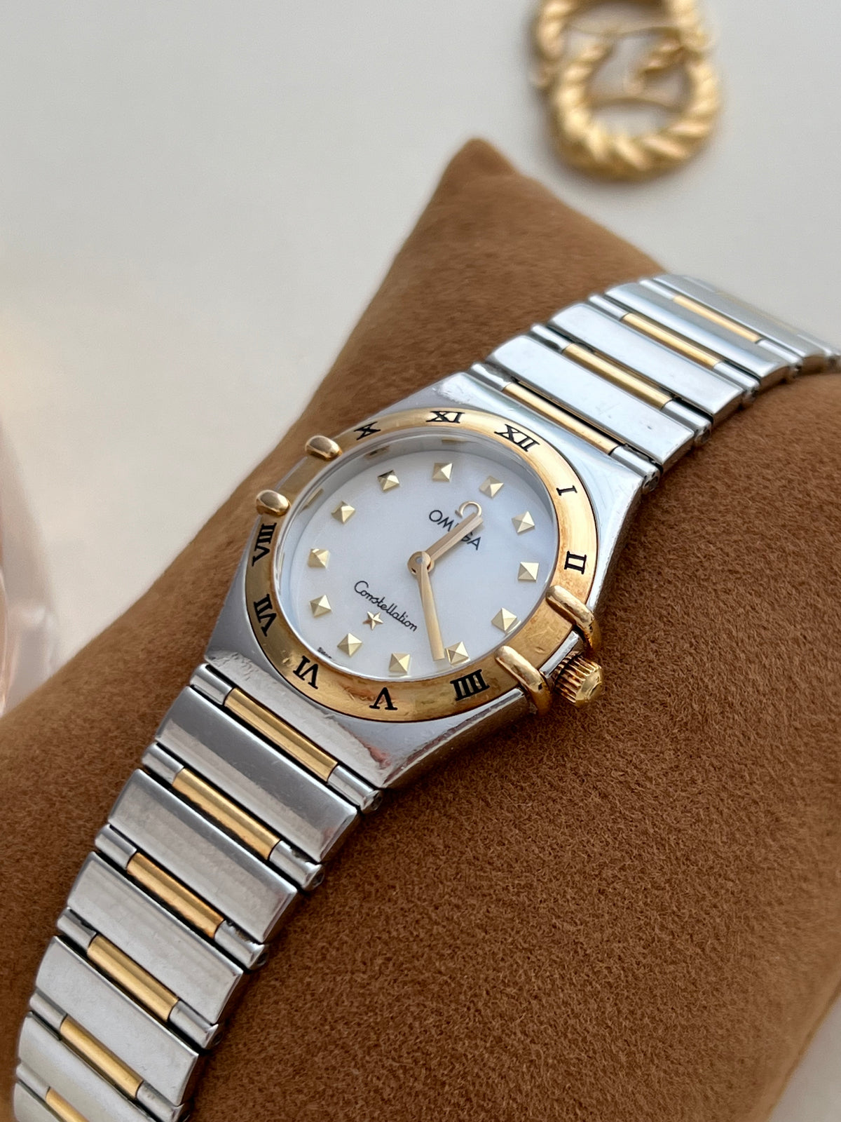 Omega Constellation Manhattan watch with its presentation box.