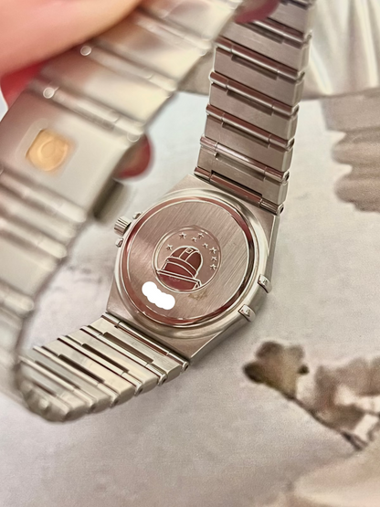 Omega Constellation Manhattan Women's Watch, caseback detail of a vintage women's watch at Gilded Hour.