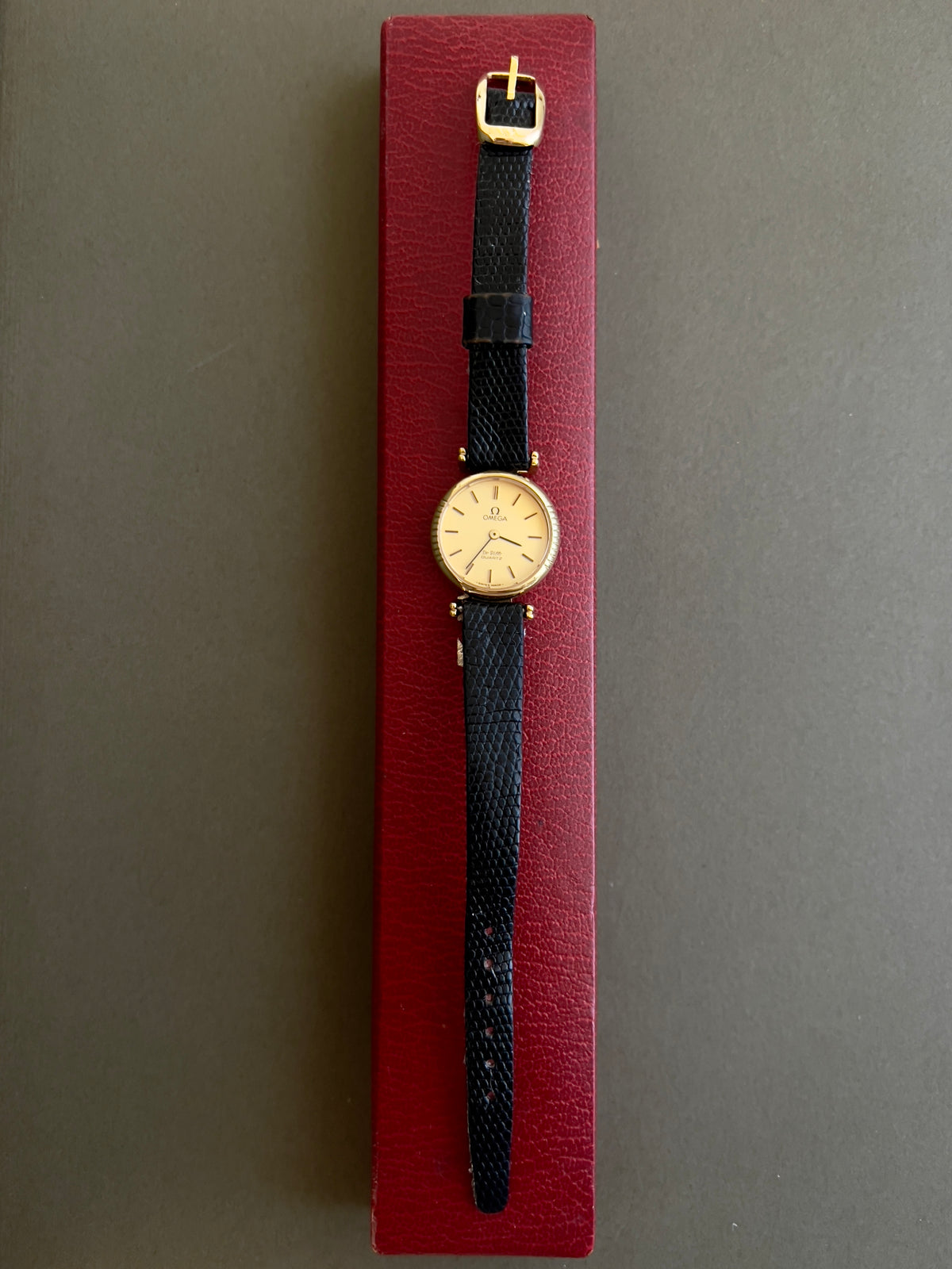 Omega De Ville Gold Toned Round Women’s Watch, caseback detail of a vintage women's watch at Gilded Hour.