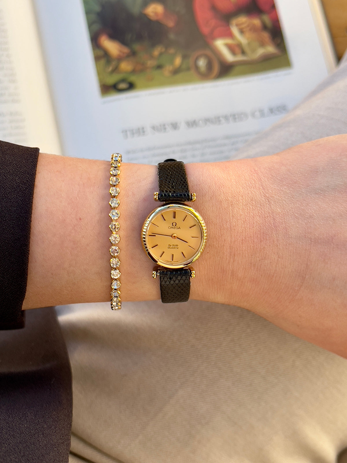 Omega De Ville Gold Toned Round Women’s Watch, case profile of a vintage women's watch at Gilded Hour.