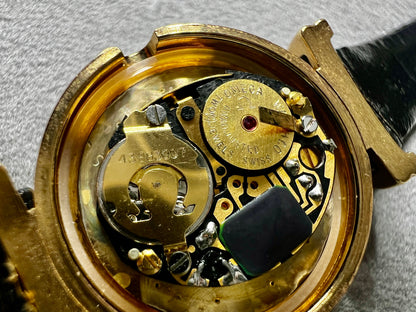 Omega De Ville Gold Toned Round Women’s Watch, angled view of a vintage women's watch at Gilded Hour.