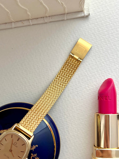 Omega De Ville Oblong Womens Watch with Gold Mesh Bracelet, product view 8.