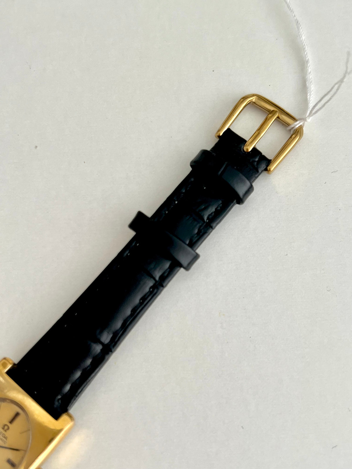 Omega De Ville Rectangular Frame Women's Watch Mechanical Automatic, dial close up of a vintage women's watch at Gilded Hour.
