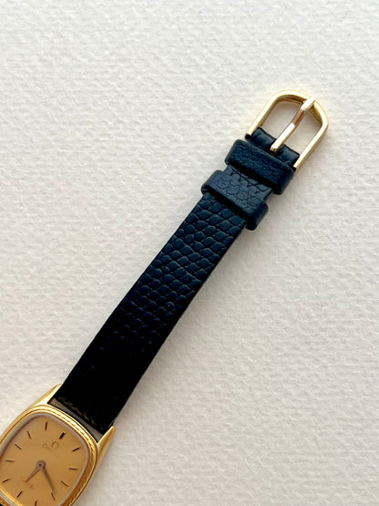Detail of the caseback on the Omega De Ville vintage watch.