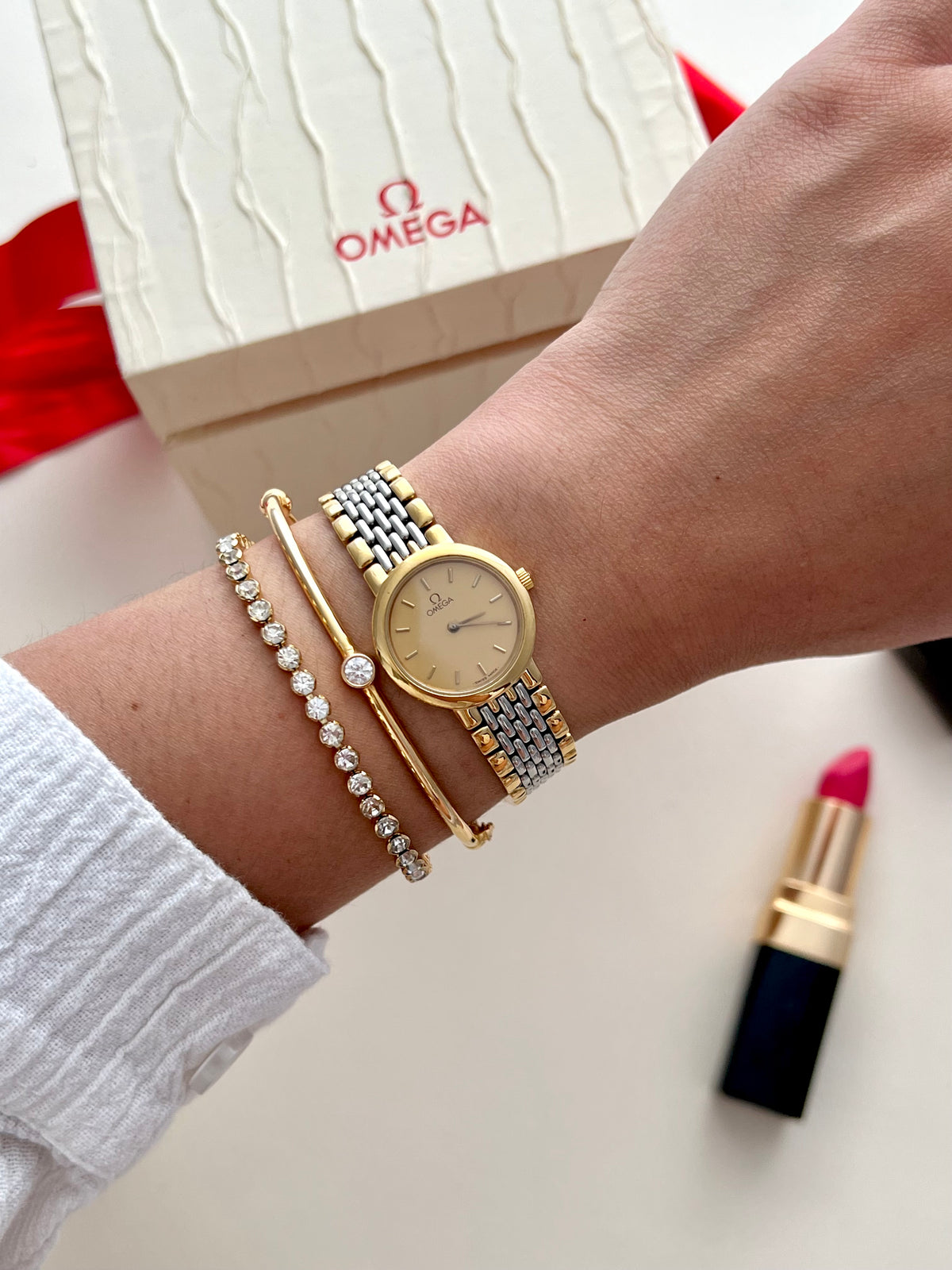 Omega De Ville Round Case Women's Watch "Ile de France" Collection | Gilded Hour NZ, view 2.