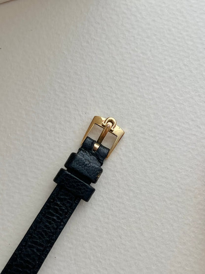 Omega De Ville Tonneau Women's Watch in Gold Tone on Black Leather, view 10.